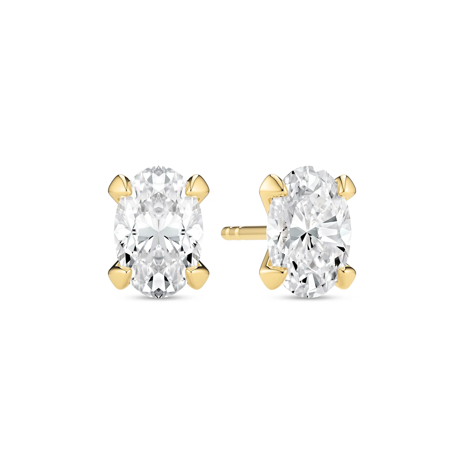 Earrings Grace Oval Solitaire - 14k yellow gold or white gold 1.00 ct TW G-H VS lab-grown diamonds