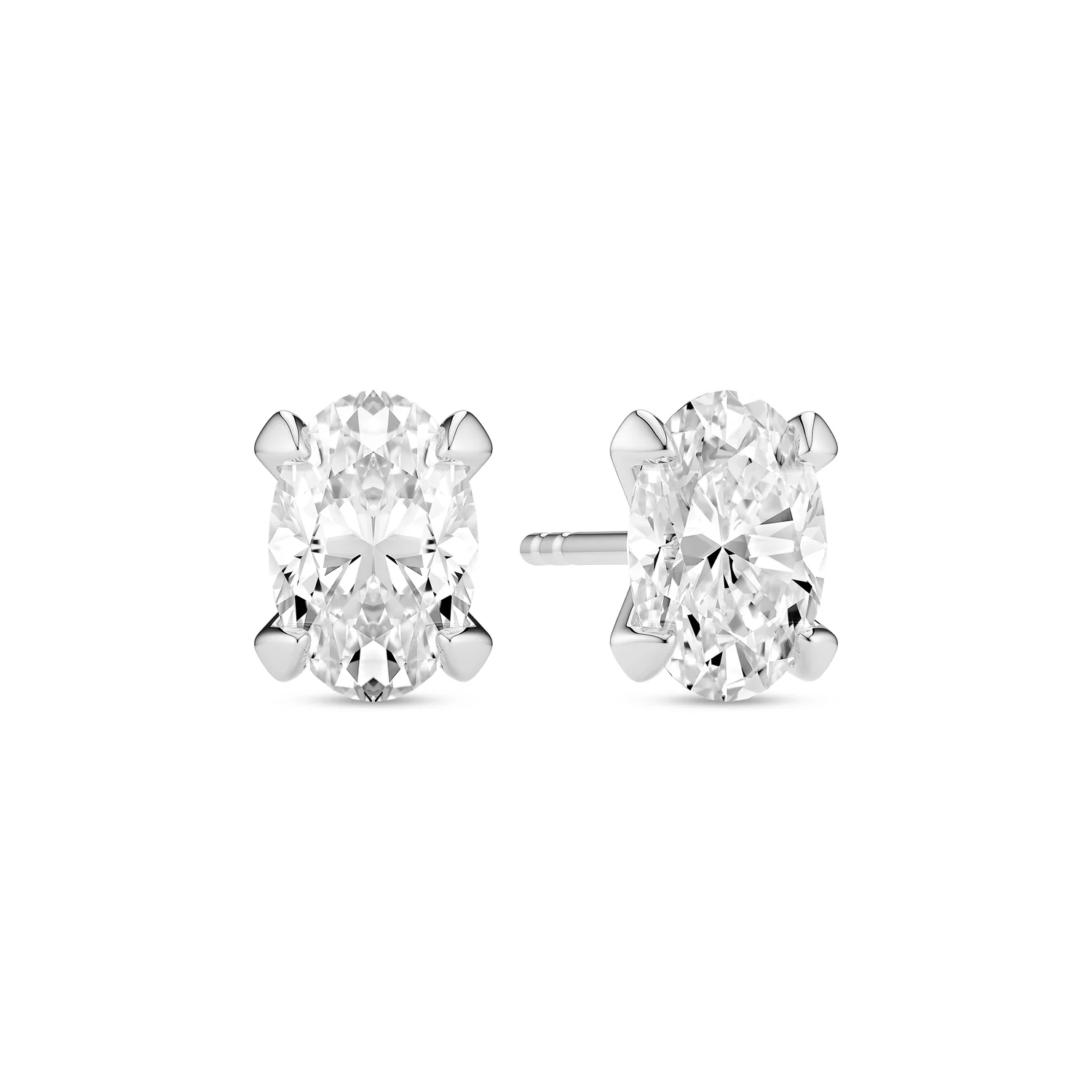 Earrings Grace Oval Solitaire - 14k yellow gold or white gold 1.00 ct TW G-H VS lab-grown diamonds - Image 3
