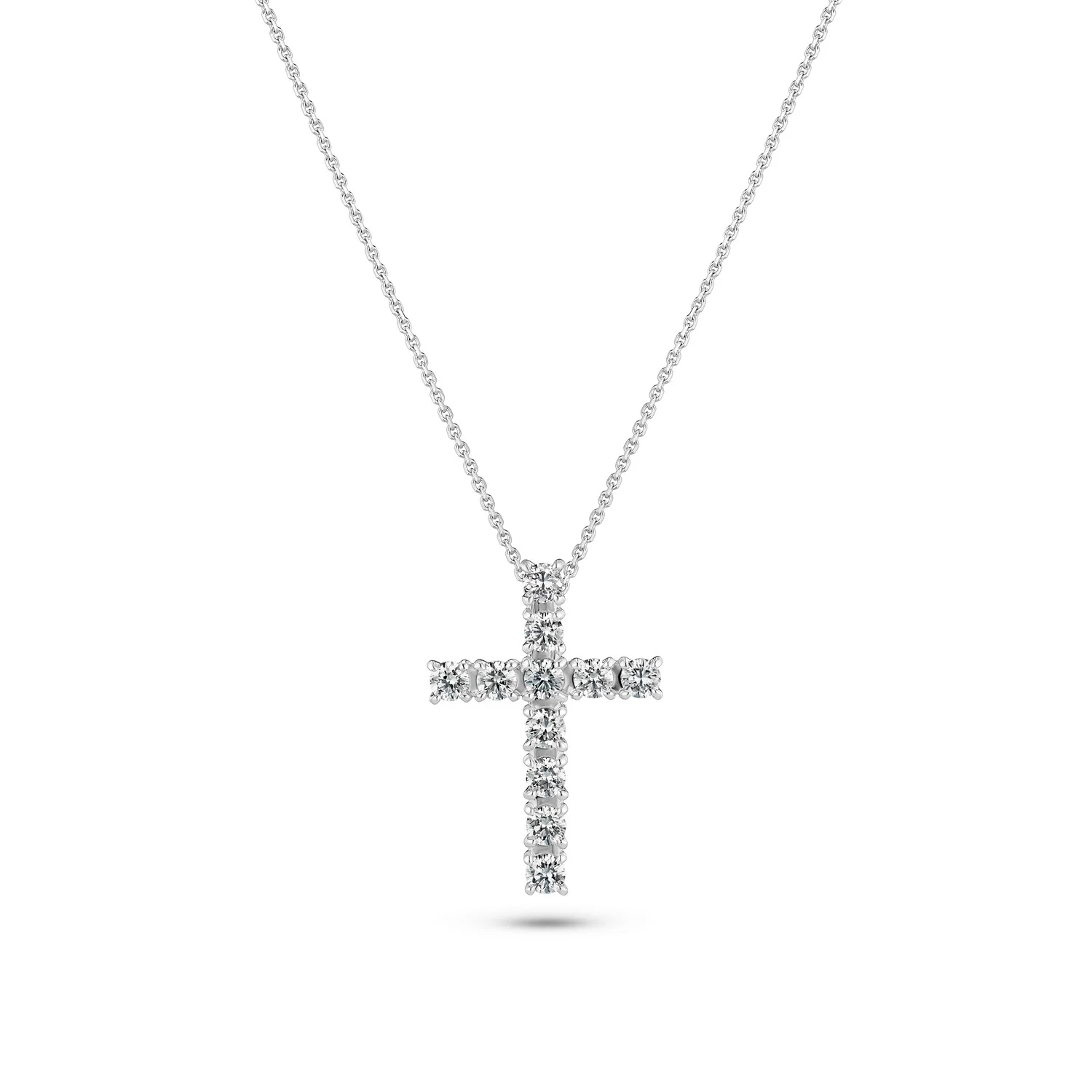 Necklace Alba Croce - 14k yellow gold or white gold 0.64 ct TW G-H VS lab-grown diamonds - Image 3