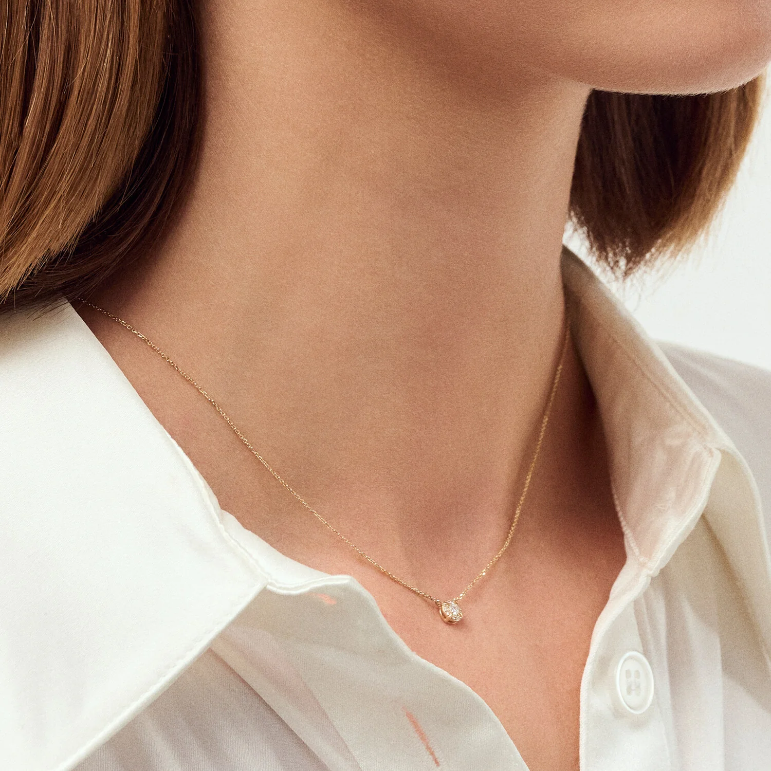 Necklace Rome - 14k yellow gold or white gold 0,09 ct TW G-H VSab-grown diamonds - Image 3